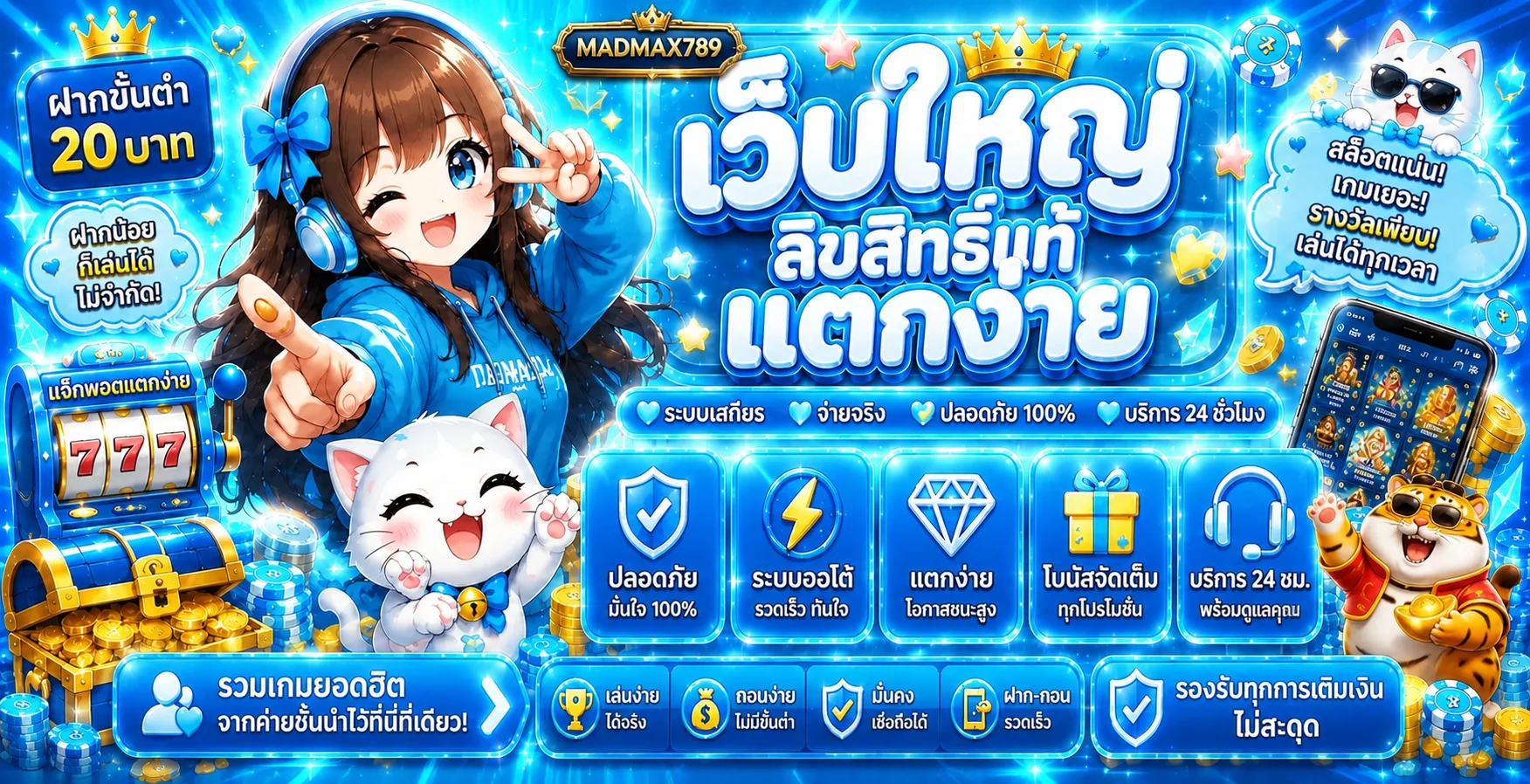 แบนเนอร์ภาพรวม MADMAX789 ทางเข้า สล็อตเว็บตรง และบริการบนมือถือ